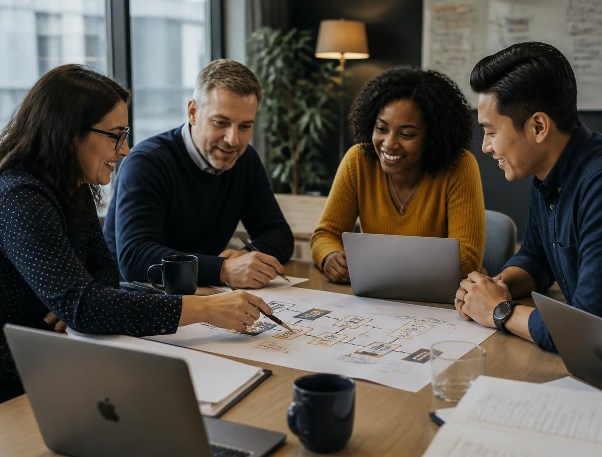 Equipo de GLOBAL AMAZON LLC trabajando en el rediseño de procesos
